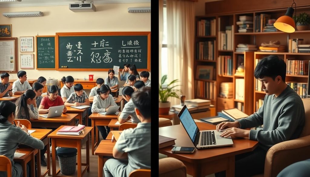 classroom vs online japanese courses