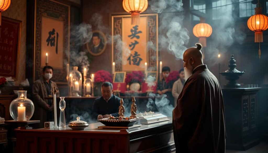 Taoist priest conducting funeral rites