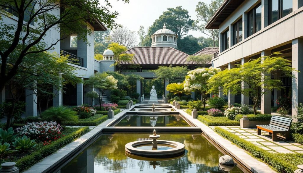 architecture and peaceful surroundings in Nirvana Memorial Garden